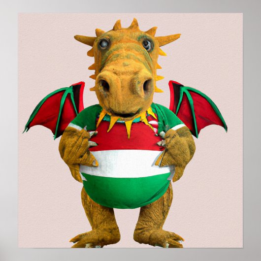 Rugby Dragon - Rugby Art Print (Voorkant)