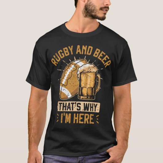 Rugby en Beer Team Funny Rugby Player T-shirt (Voorkant)
