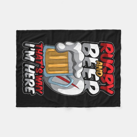 Rugby en bier, daarom ben ik hier grappig rugger c fleece deken (Voorkant (Horizontaal))