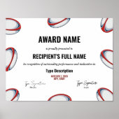 Rugby Excellence Award Certificaat - Instant Poster (Voorkant)
