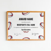 Rugby Excellence Award Certificaat - Instant Poster