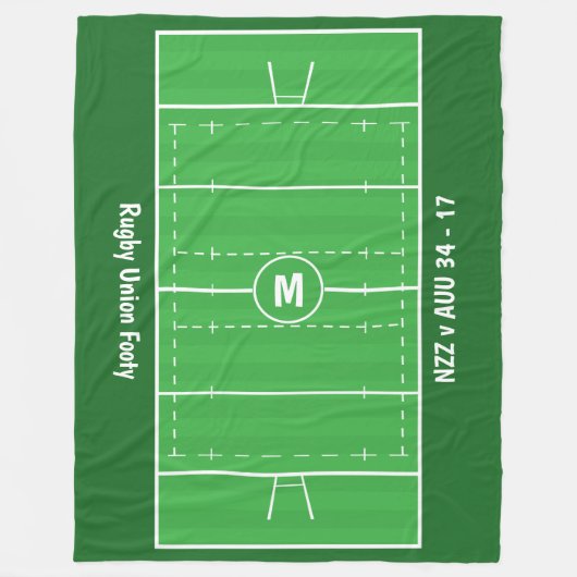 Rugby Fan Custom Pitch - Voeg jouw tekst toe Fleece Deken (Voorkant)