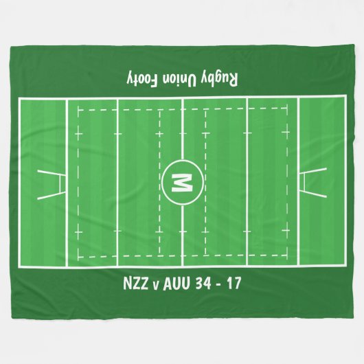 Rugby Fan Custom Pitch - Voeg jouw tekst toe Fleece Deken (Voorkant (Horizontaal))