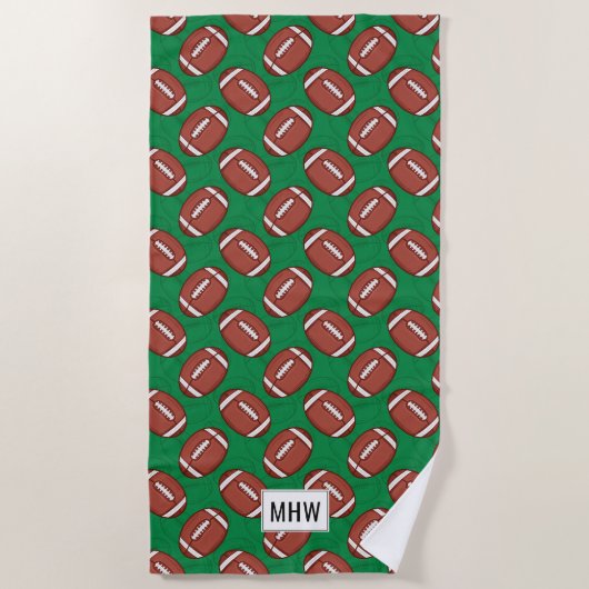 Rugby / Football custom monogram strandlaken (Voorkant)