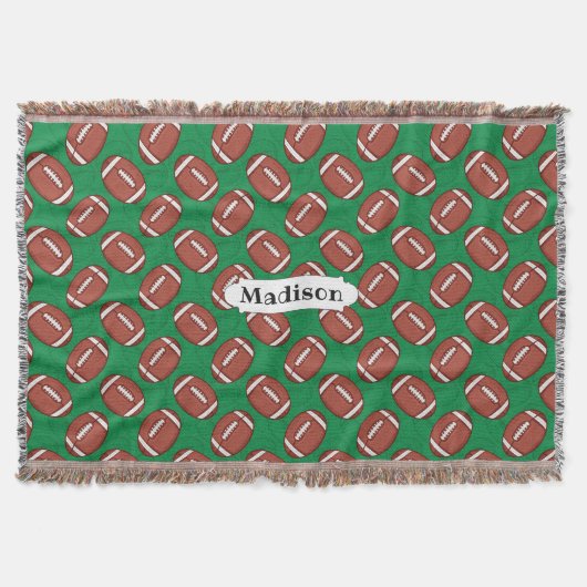 Rugby/Football Pattern, aangepaste naam goot deken (Voorkant)