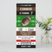 Rugby Football Ticket Pass Birthday Uitnodiging (Staand voorkant)