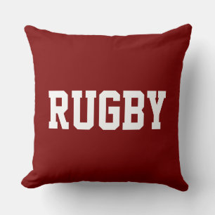 RUGBY Fun 70s Atletiek Wit Tekst Op Krachtig Diep Kussen