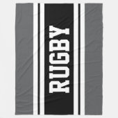 RUGBY Fun Athletic Grijs Zwart Wit Racing Stripes Fleece Deken (Voorkant)