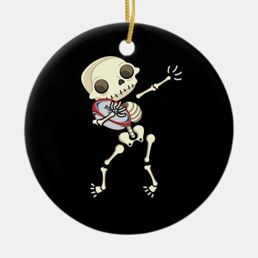 Rugby Funny Skeleton Keramisch Ornament (Voorkant)
