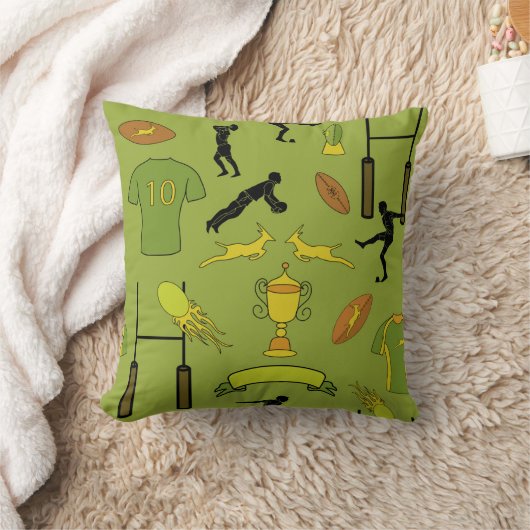 Rugby game on Throw Pillow, Throw Pillow 16" x 16" Kussen (Deken)
