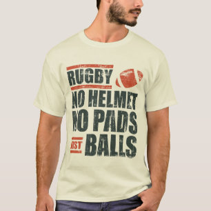 Rugby: geen helm, alleen maar ballen t-shirt