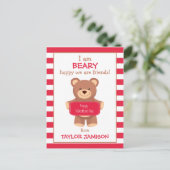 Rugby Gestreepte Beer Gepersonaliseerde Valentijns Briefkaart (Staand voorkant)