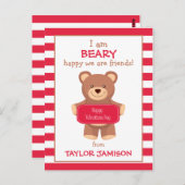 Rugby Gestreepte Beer Gepersonaliseerde Valentijns Briefkaart (Voorkant / Achterkant)