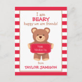 Rugby Gestreepte Beer Gepersonaliseerde Valentijns Briefkaart (Voorkant)