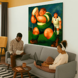 Rugby - Groot Ingepakt Canvas Kunstprint Afdruk