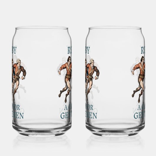 Rugby heren gedrukt 16oz blikbril blikvorm glas (Links)