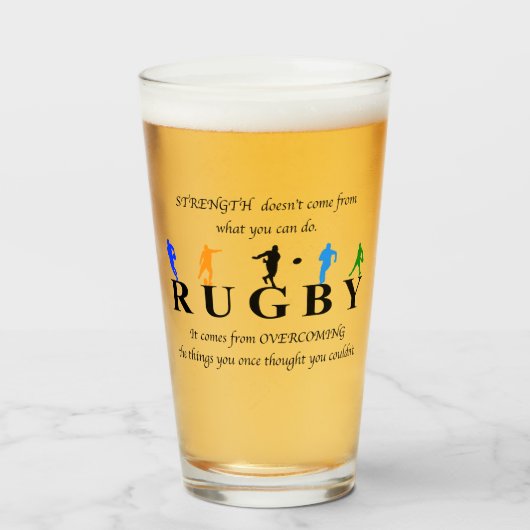 Rugby Inspirerend Quote Glas (Voorkant gevuld)