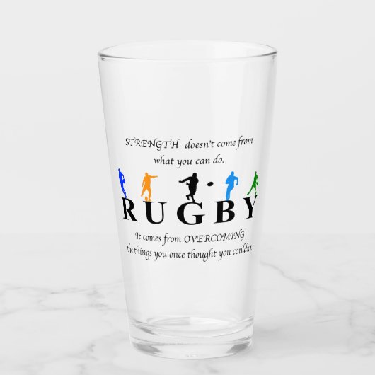 Rugby Inspirerend Quote Glas (Voorkant)