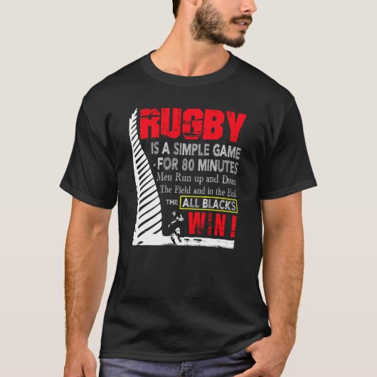 Rugby is een eenvoudig spel voor 80 minuten Mannen T-shirt (Voorkant)