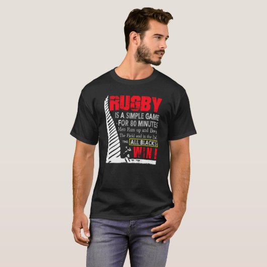Rugby is een eenvoudig spel voor 80 minuten Mannen T-shirt (Voorkant volledig)