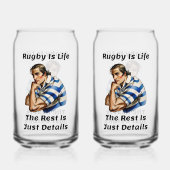 Rugby is het leven gedrukt 16oz kan glazen (Achterkant)