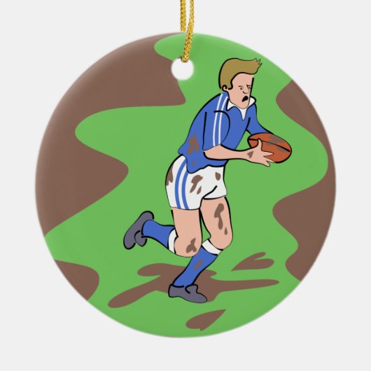 Rugby Keramisch Ornament (Voorkant)