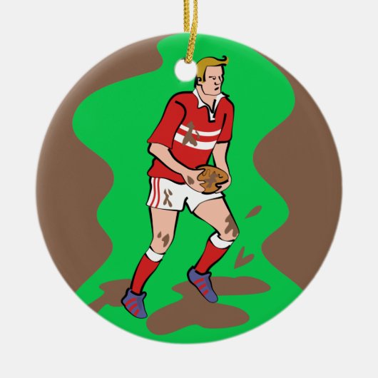 Rugby Keramisch Ornament (Voorkant)