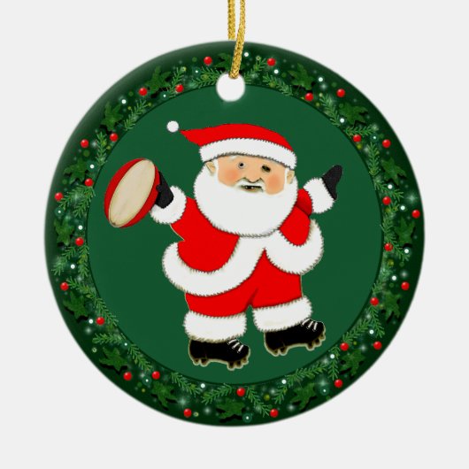 Rugby Kerst Collectie Keramisch Ornament (Voorkant)