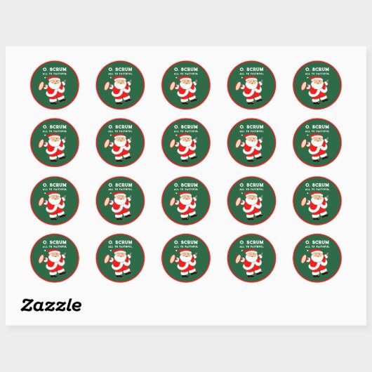 Rugby kerstfeestcadeautje ronde sticker (Vel)
