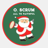 Rugby kerstfeestcadeautje ronde sticker (Voorkant)