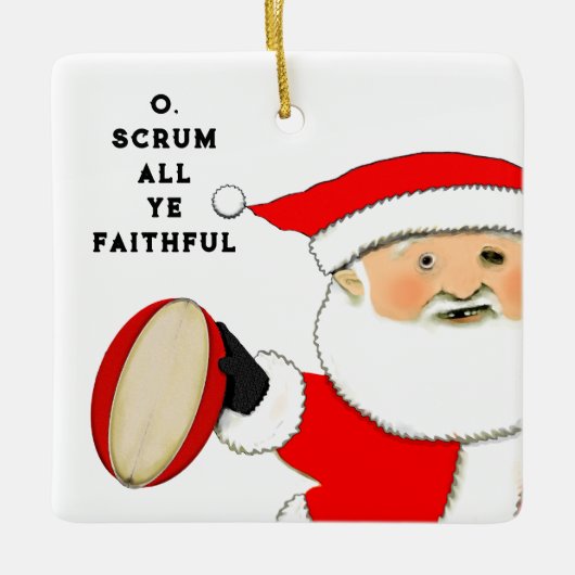 Rugby Kerstmis Keramisch Ornament (Voorkant)