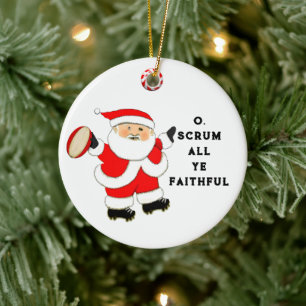 Rugby Kerstmis Keramisch Ornament