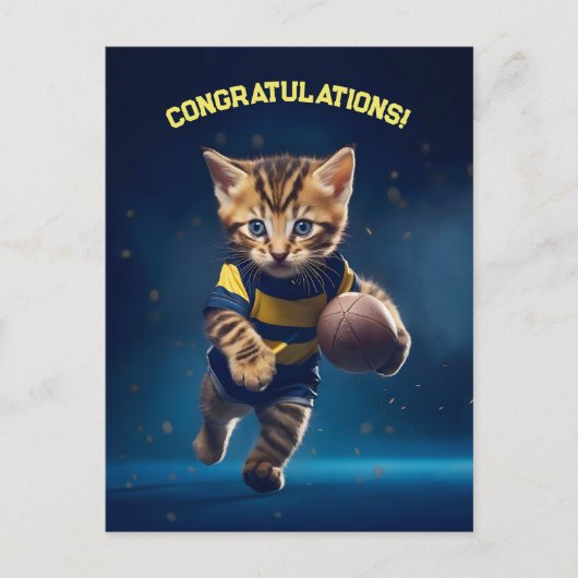 Rugby Kitten Briefkaart (Voorkant)