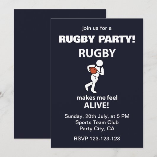 Rugby laat me me levend voelen Rugby-feestje Kaart (Voorkant / Achterkant)