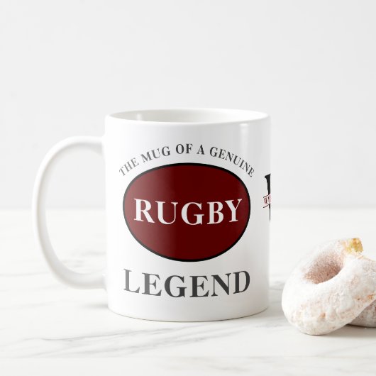 Rugby Legend Monogram Voeg Jouw naam Verjaardag to Koffiemok (Met donut)