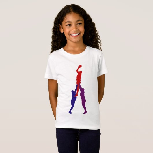 Rugby Lineout Girls T-Shirt (Voorkant volledig)