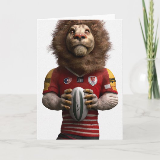 Rugby Lion Wenskaart Feestdagen Kaart (Voorkant)
