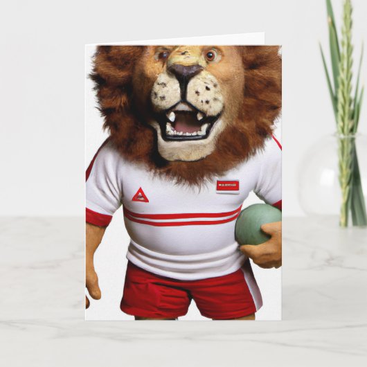 Rugby Lion Wenskaart Feestdagen Kaart (Voorkant)