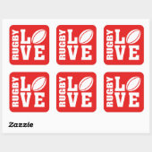 Rugby Love Vierkante Sticker (Vel)