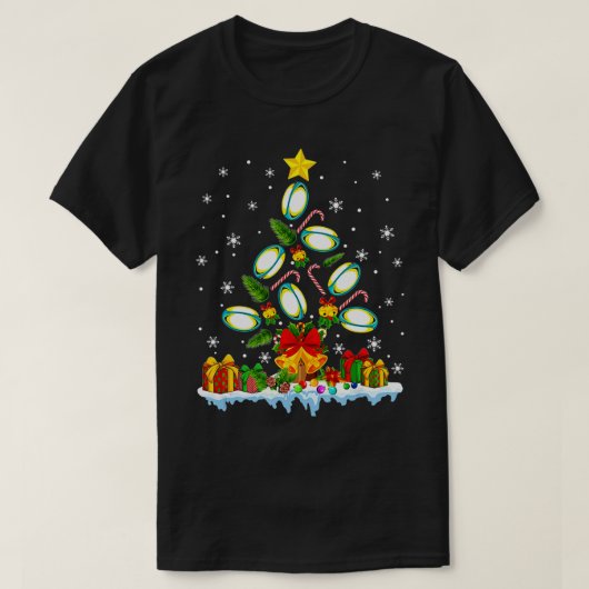Rugby Lover Kerstree Licht Santa Hat Rugby X T-shirt (Design voorkant)