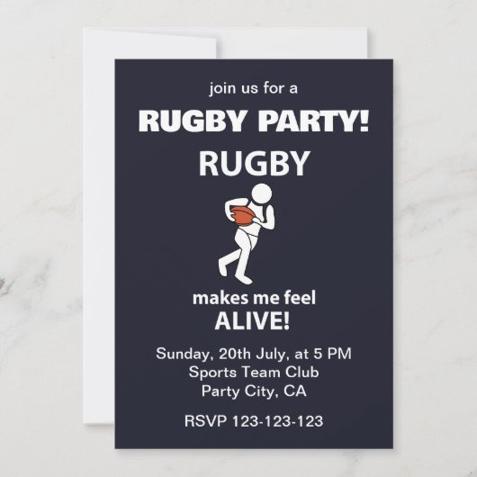 Rugby maakt me levendig Rugby Feestje Kaart (Voorkant)
