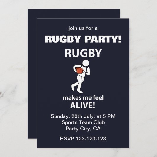Rugby maakt me levendig Rugby Feestje Kaart (Voorkant / Achterkant)