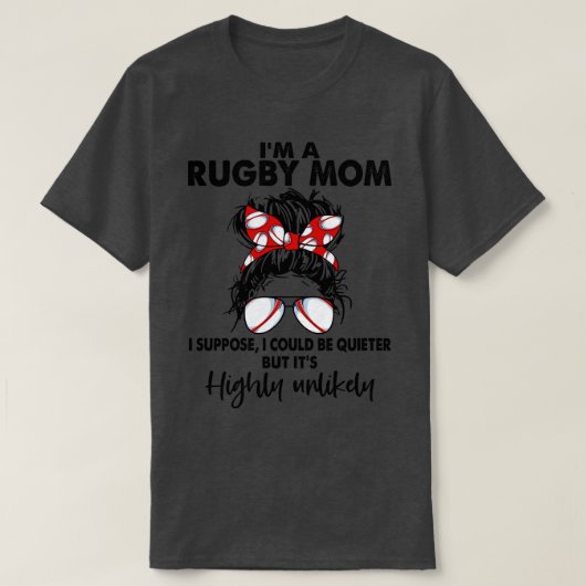 Rugby Mam Messy Bun Hair Design Funny Sport Lover T-shirt (Design voorkant)