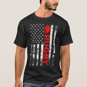 Rugby met bal Amerikaanse vlag T-shirt