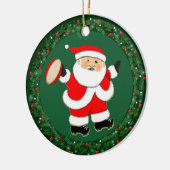 Rugby met kerstcadeau keramisch ornament (Links)