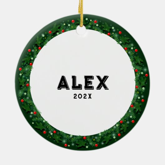 Rugby met kerstcadeau keramisch ornament (Achterkant)