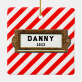 Rugby met kerstcadeau keramisch ornament (Achterkant)