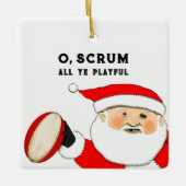 Rugby met kerstcadeau keramisch ornament (Voorkant)