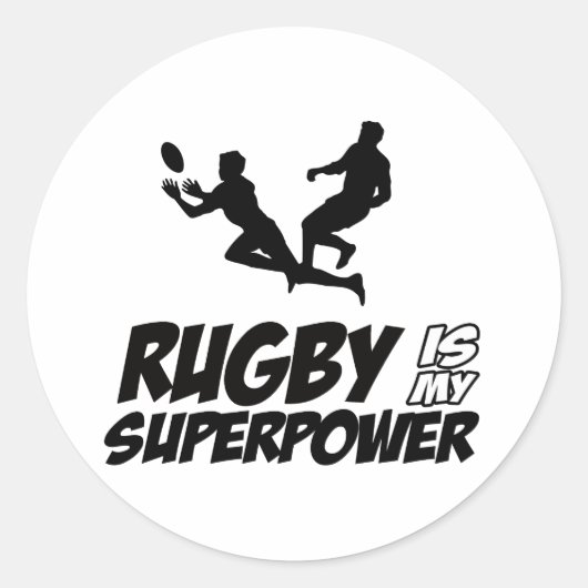 Rugby mijn superkracht ronde sticker (Voorkant)