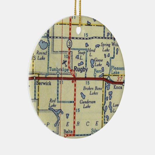 Rugby ND Map Keramisch Ornament (Rechts)